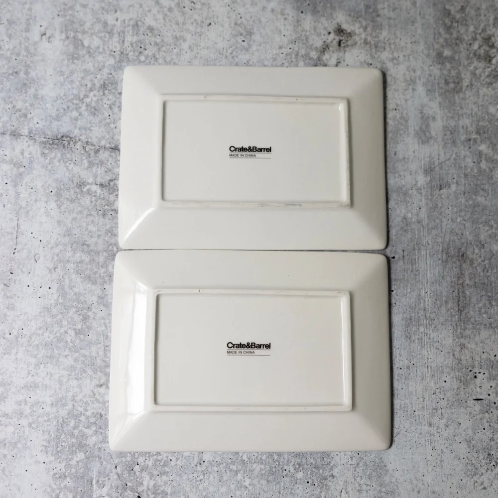 Set of 6 Vegetable Seed Packet Appetizer Snack Plates CRATE & BARREL Ceramic EUC